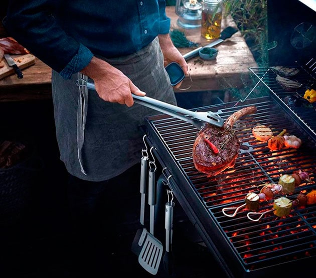PowerBH Bandeja familiar para parrilla de pollo al aire libre Bandeja de barbacoa de cocina de acero inoxidable antiadherente