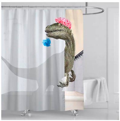 Dinosaurio-cortina-bano