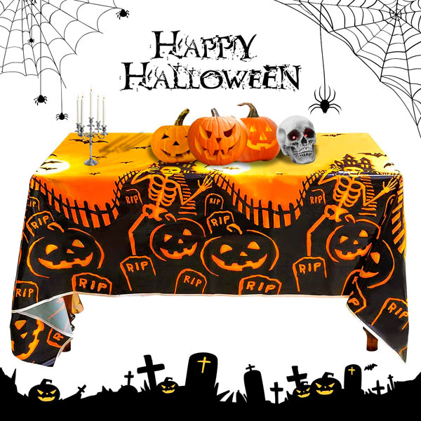 LYNBLY-Mantel-de-Halloween-de-Calabaza,-137-x180-cm-Mantel-de-Plástico-Impermeable-Halloween