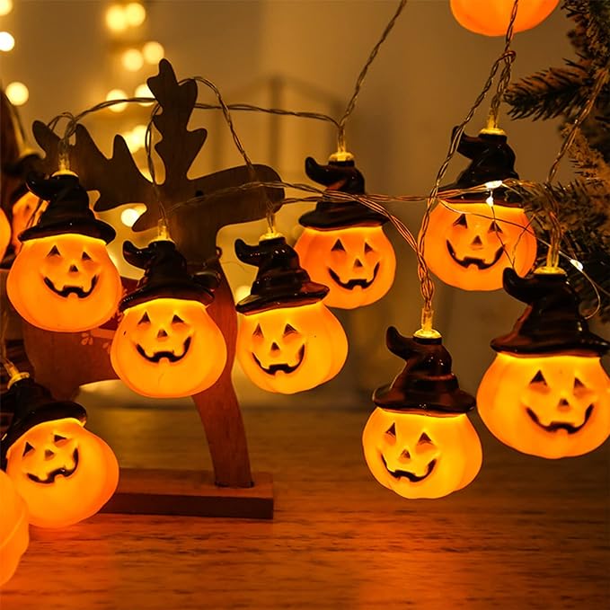 sdoin - Guirnalda de luces de calabaza para Halloween